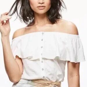 Free People Love Letter Off The Shoulder Tube Crop Top White Small